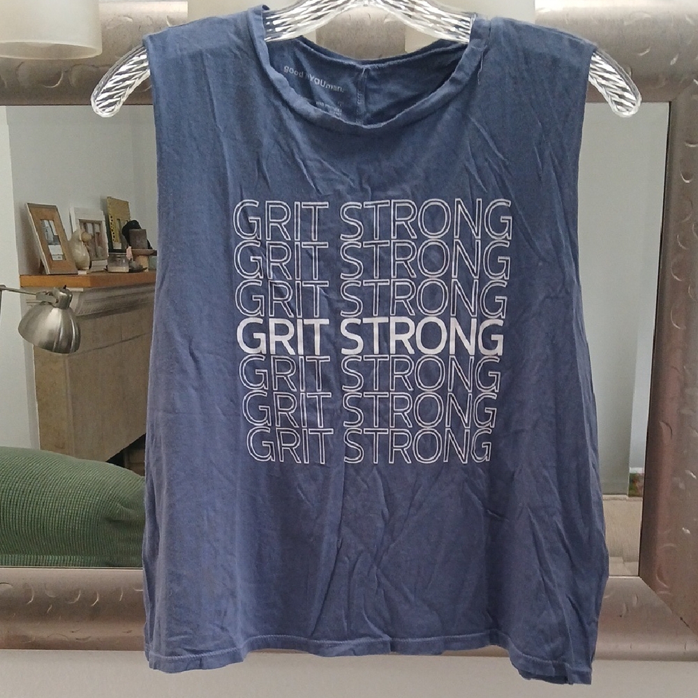 Good hYOUman Blue Boxy Muscle Tee Grit Strong